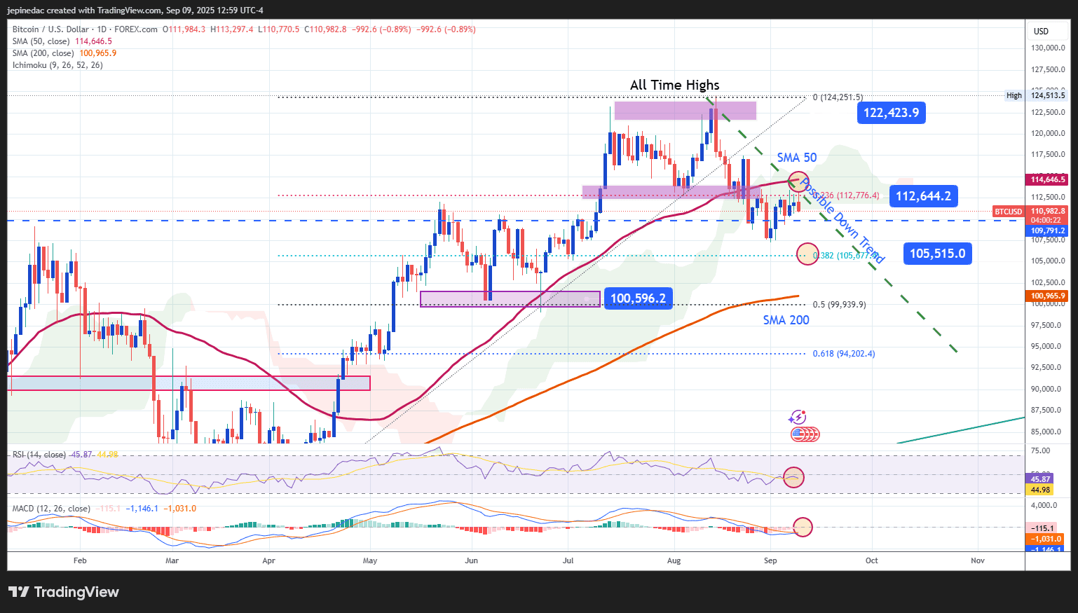 Bitcoin Analysis: The Cryptocurrency Continues to Fall Below $111,000