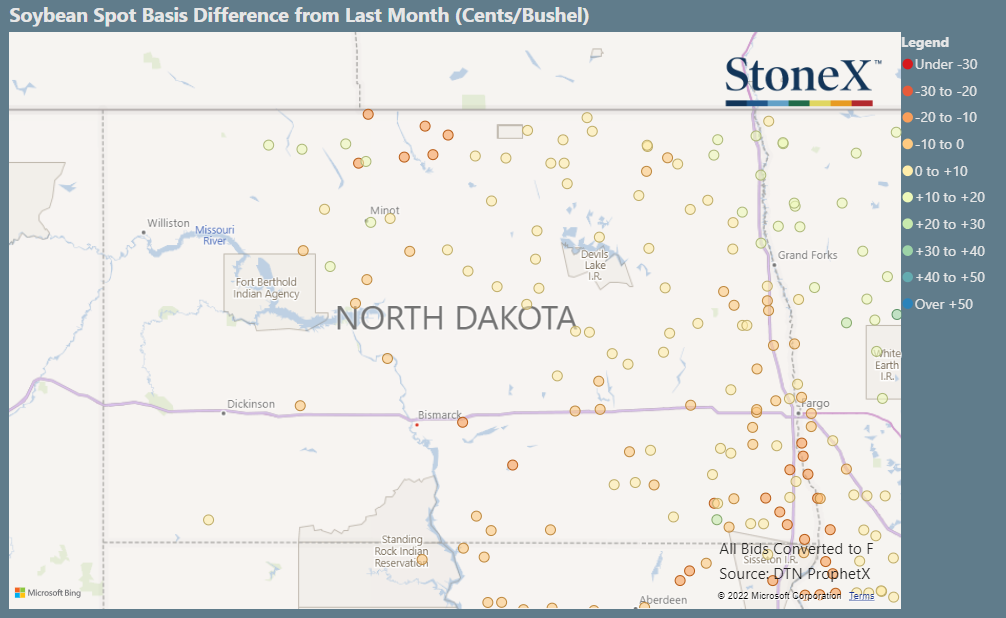 North Dakota Soybean Basis Maps