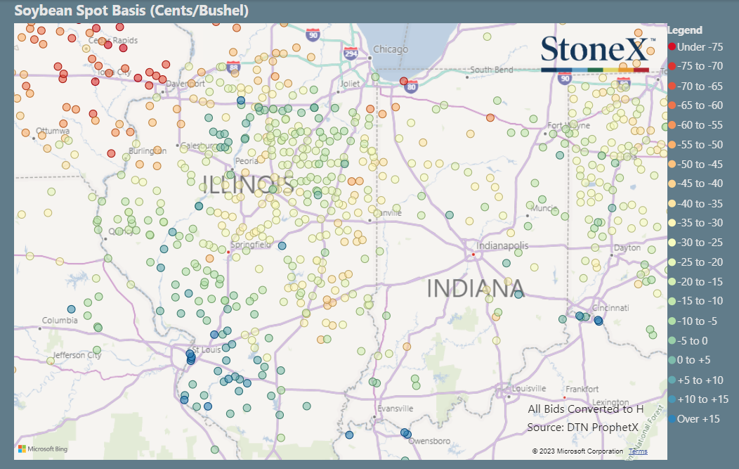 Illinois & Indiana Soybean Basis Maps
