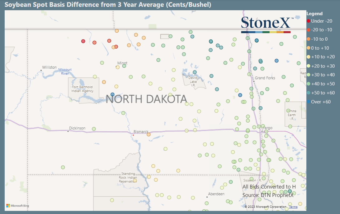 North Dakota Soybean Basis Maps