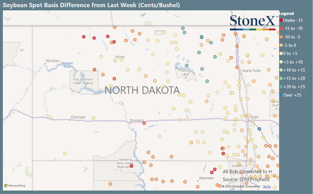 North Dakota Soybean Basis Maps