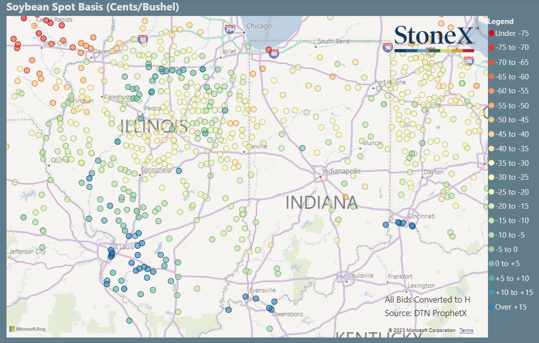 Illinois & Indiana Soybean Basis Maps