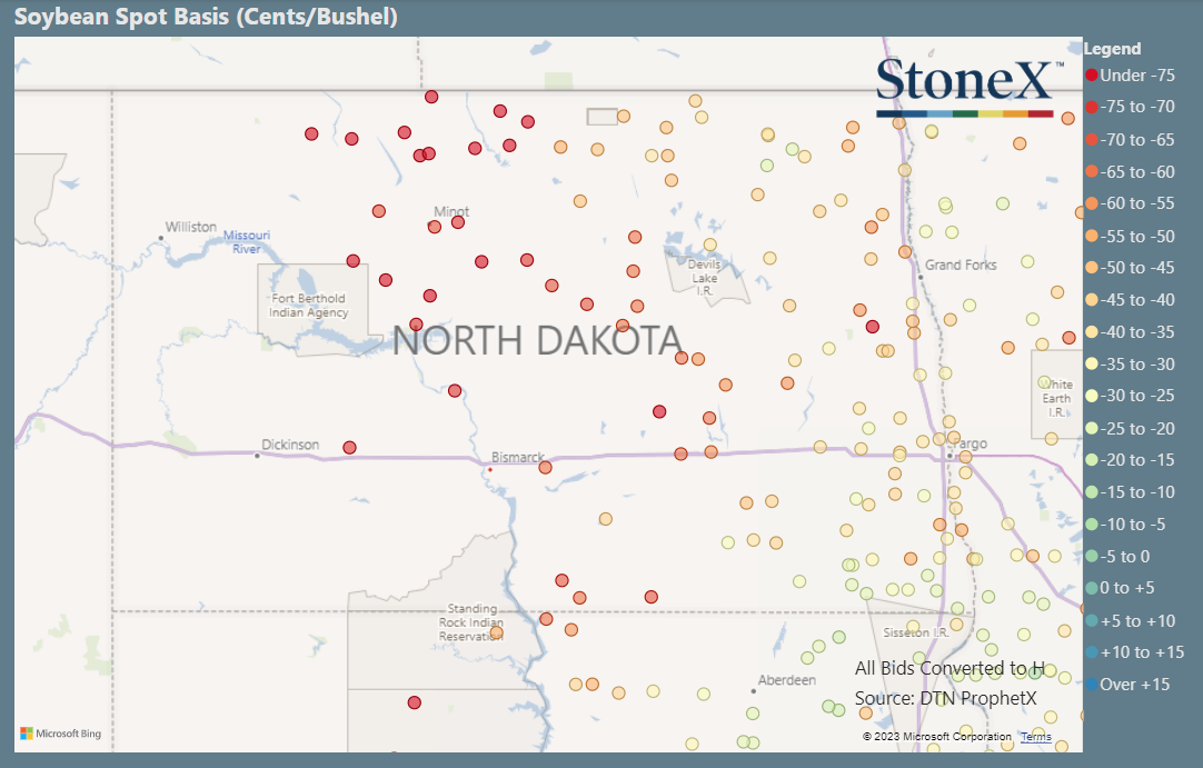 North Dakota Soybean Basis Maps