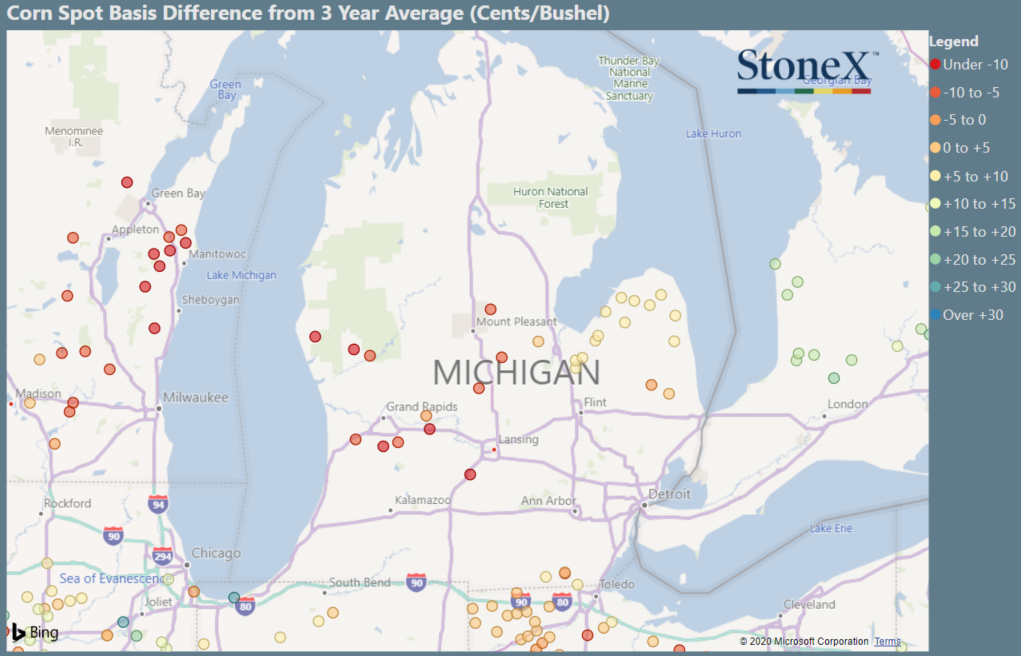 Michigan Rut Map Michigan Corn Basis Maps